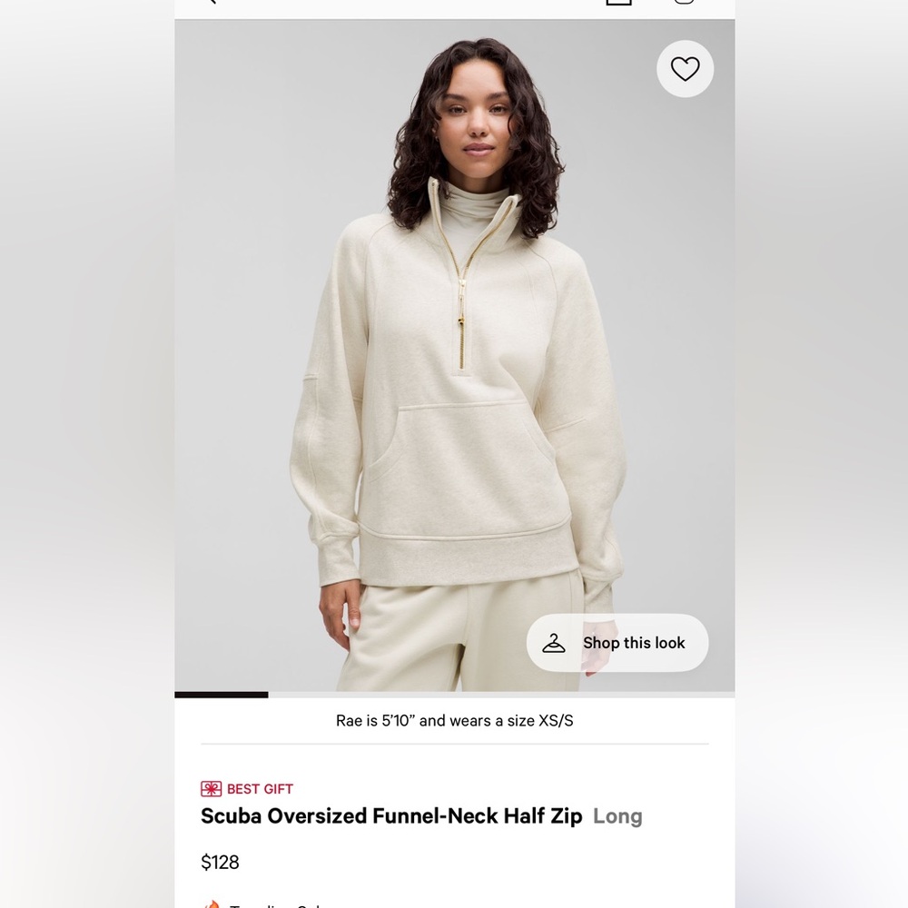 lululemon athletica Cream Scuba Oversized Funnel-Neck Half Zip
